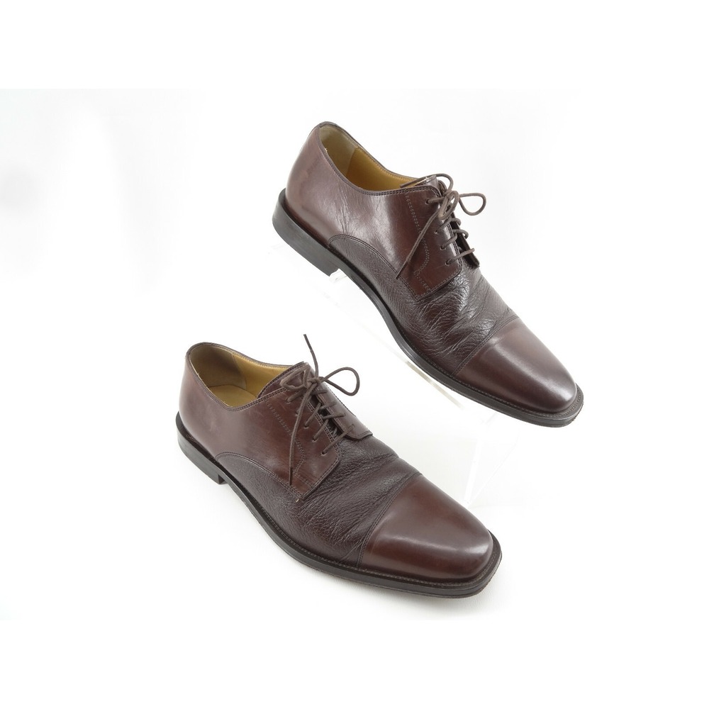 Johnston Murphy Corbett II Brown/Mahogany Leather Cap Toe Oxford Shoes SZ 9.5 M